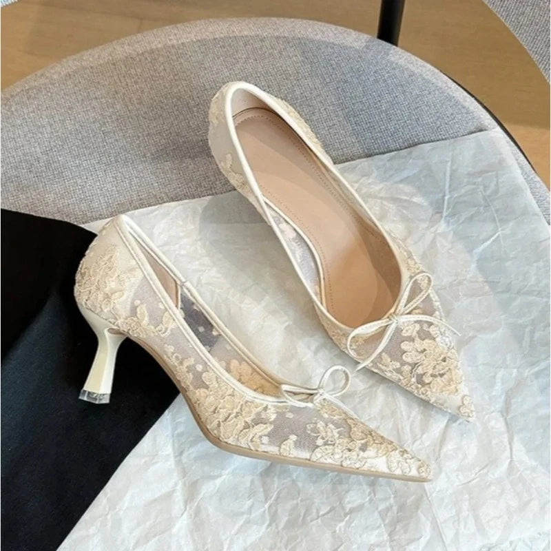 Escarpins Mariée Dentelle et Nœud
