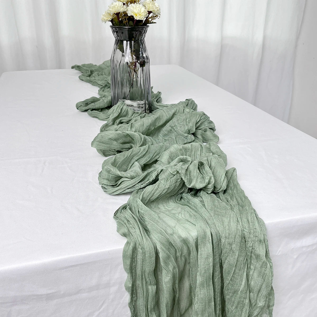 Chemin de Table Mariage en Gaze Froissée
