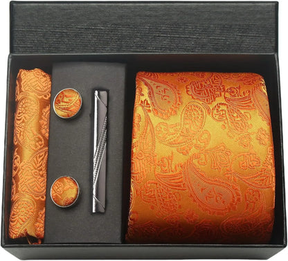 Coffret cravate mariage pochette et boutons manchette