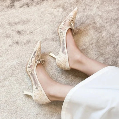 Escarpins Mariée Dentelle et Nœud