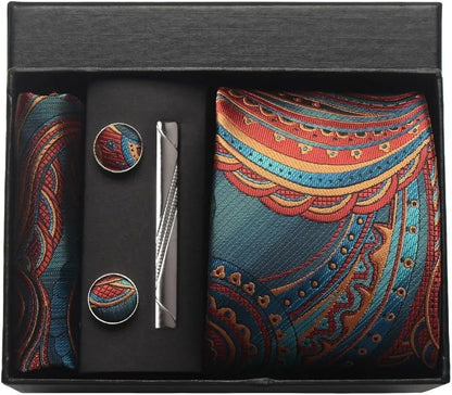 Coffret cravate mariage pochette et boutons manchette