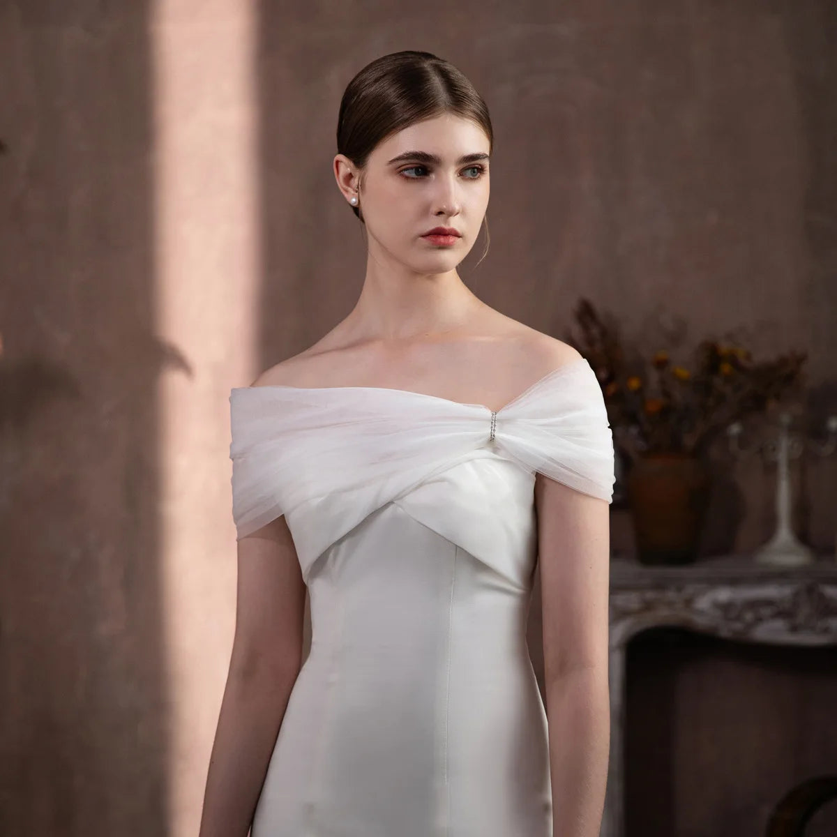 Étole Mariée Tulle Épaules Dénudées
