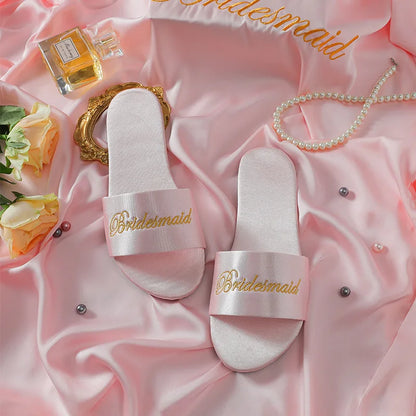 Chaussons mules de mariée en satin