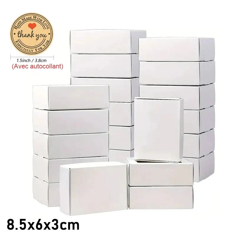 Boîte Cadeau Invité Mariage en Papier Kraft — 8,5 × 6 cm Blanc, sans fenêtre