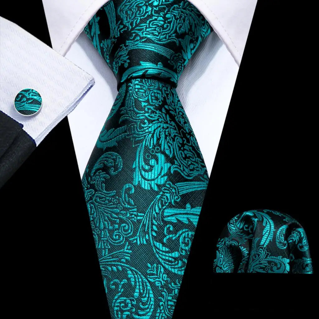 Cravate Mariage Homme Verte Pochette Boutons de Manchette