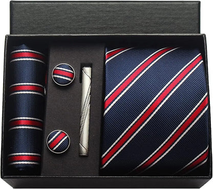 Coffret Cravate Mariage 8 cm Pochette Pince et Manchettes