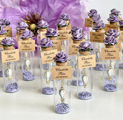 Cadeau invité mariage rose sous cloche — vue 5