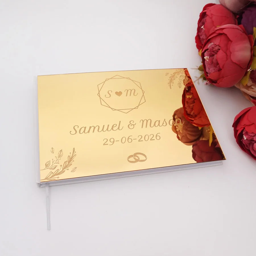 Livre d'Or Mariage Miroir Personnalisé Format Paysage 25x18 cm