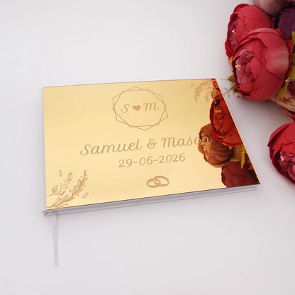 Livre d'Or Mariage Miroir Personnalisé Format Paysage 25x18 cm