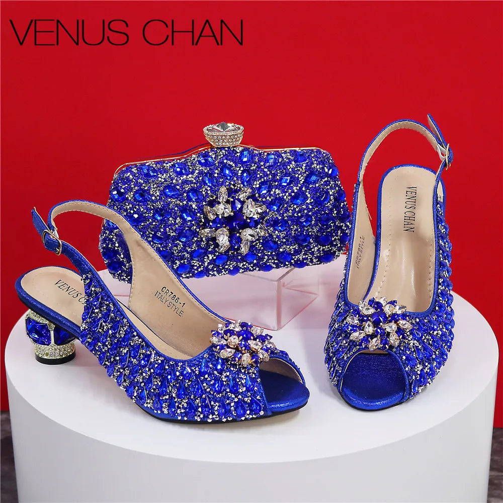 Sandales mariée strass et pochette assortie