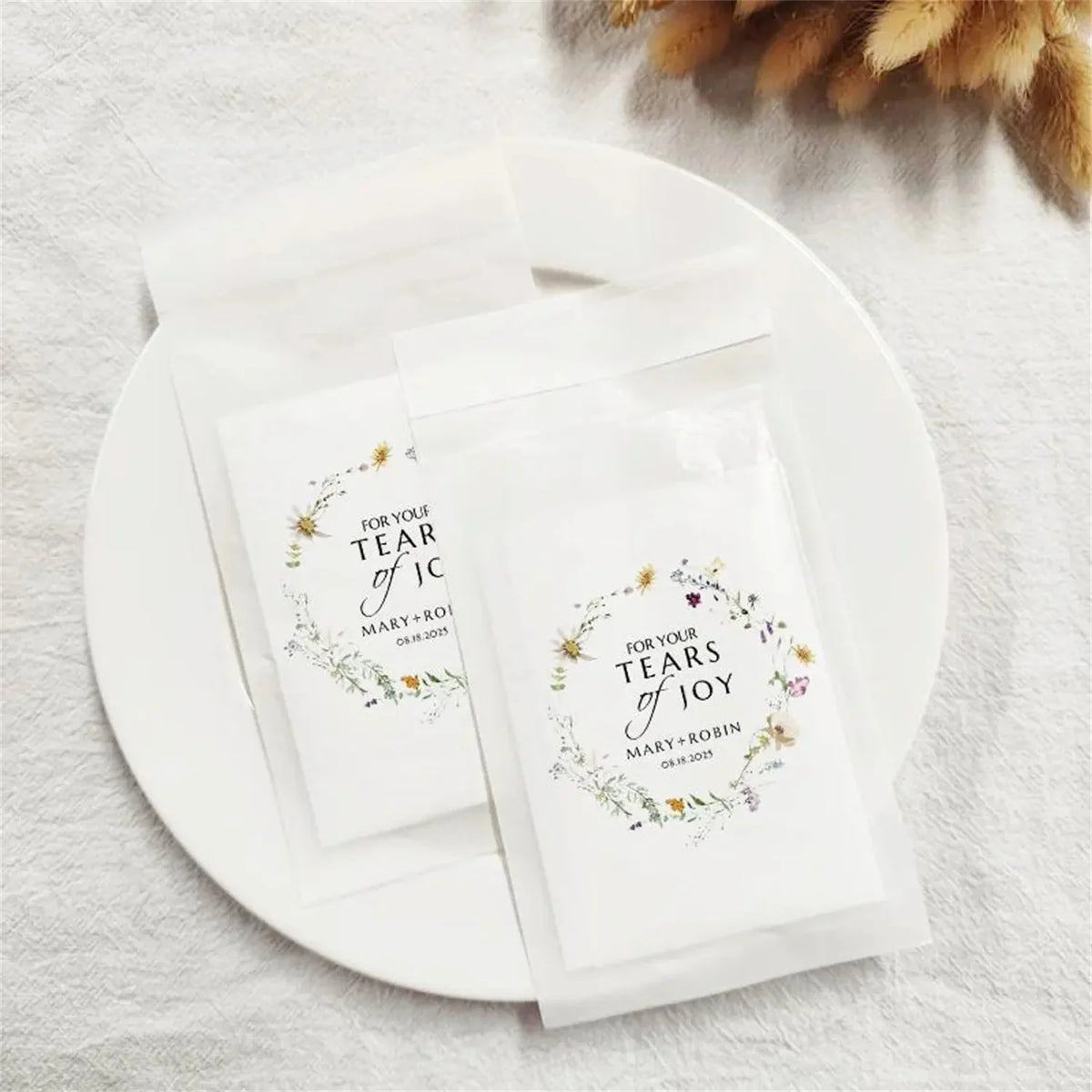 Pochettes mouchoirs larmes de joie mariage