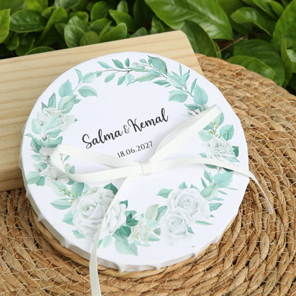 Porte alliance fleurs aquarelle et perles