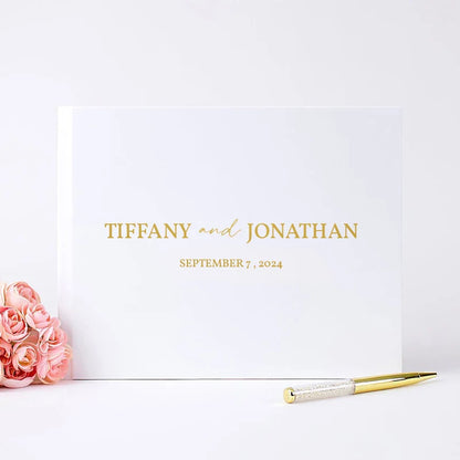 Livre d'or mariage blanc personnalisé couverture rigide