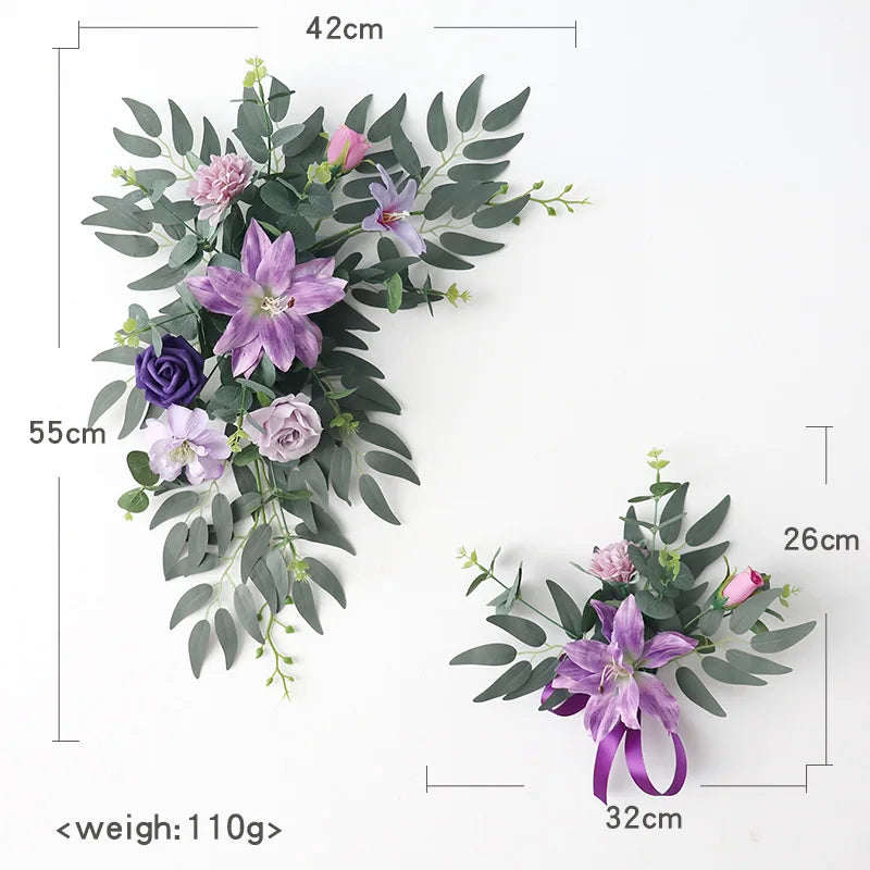 Guirlande fleurs artificielles panneau mariage arche