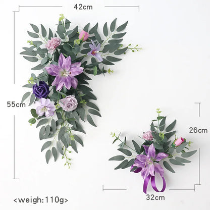 Guirlande fleurs artificielles panneau mariage arche