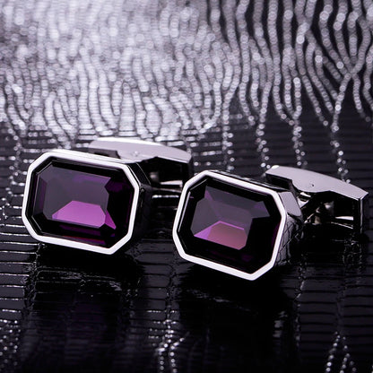 Bouton de manchette mariage cristal violet — vue 6