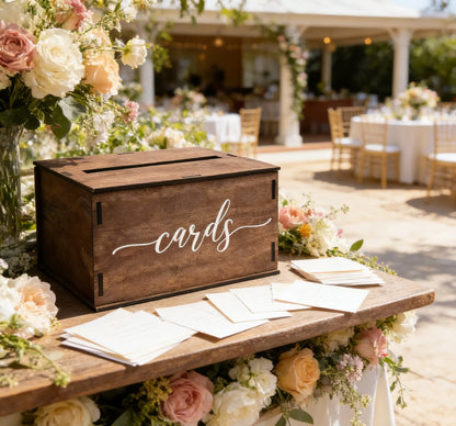 Urne mariage bois champêtre à enveloppes