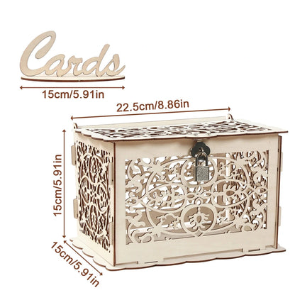 Urne Mariage en Bois avec Cadenas et Clé — Cœurs Mr et Mrs