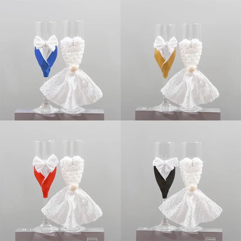 Flûtes Champagne Mariage Costume et Robe — vue 2