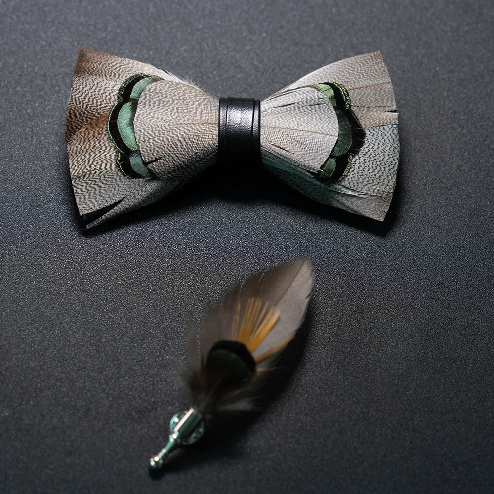 Nœud Papillon Mariage Plume et Broche