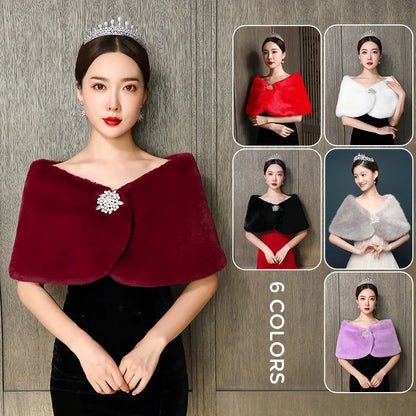 Étole Mariée Fausse Fourrure Hiver