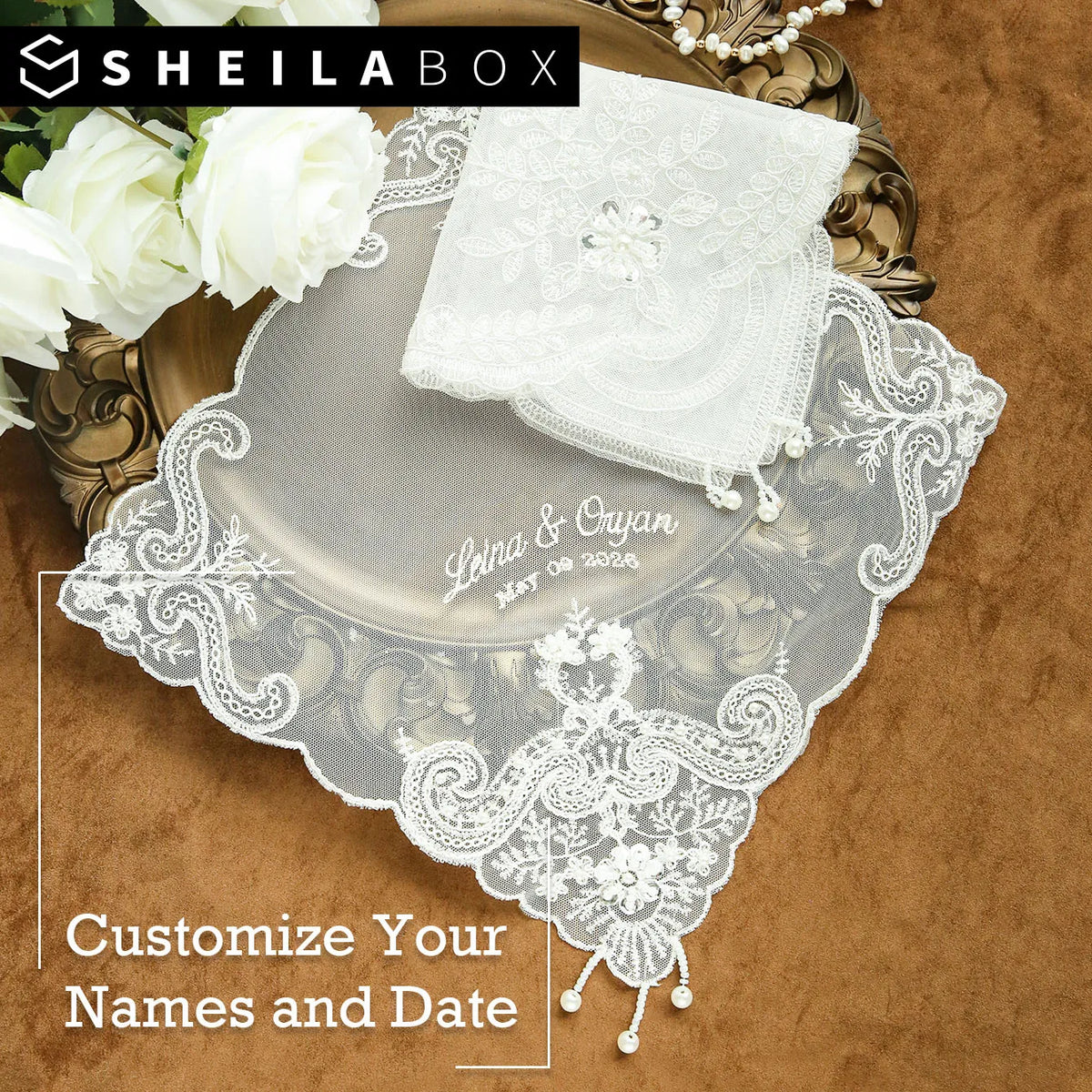 Mouchoir Mariage Personnalisé Brodé Dentelle