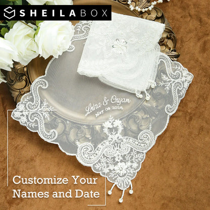 Mouchoir Mariage Personnalisé Brodé Dentelle