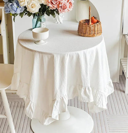Nappe Ronde Coton Volants Mariage
