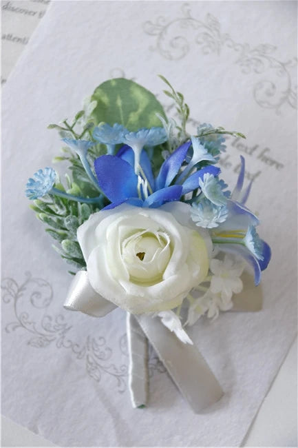 Boutonnières de mariage bleu et blanc — vue 7