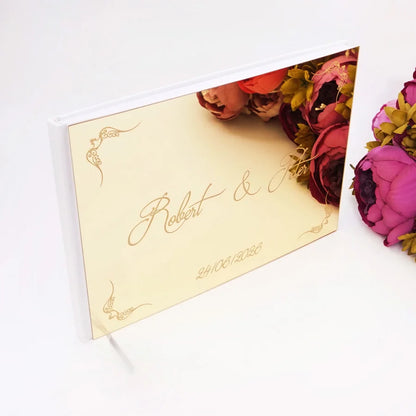 Livre d'Or Mariage Miroir Personnalisé Format Paysage 25x18 cm