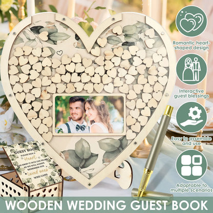 Livre d'or mariage original cœurs en bois — vue 2
