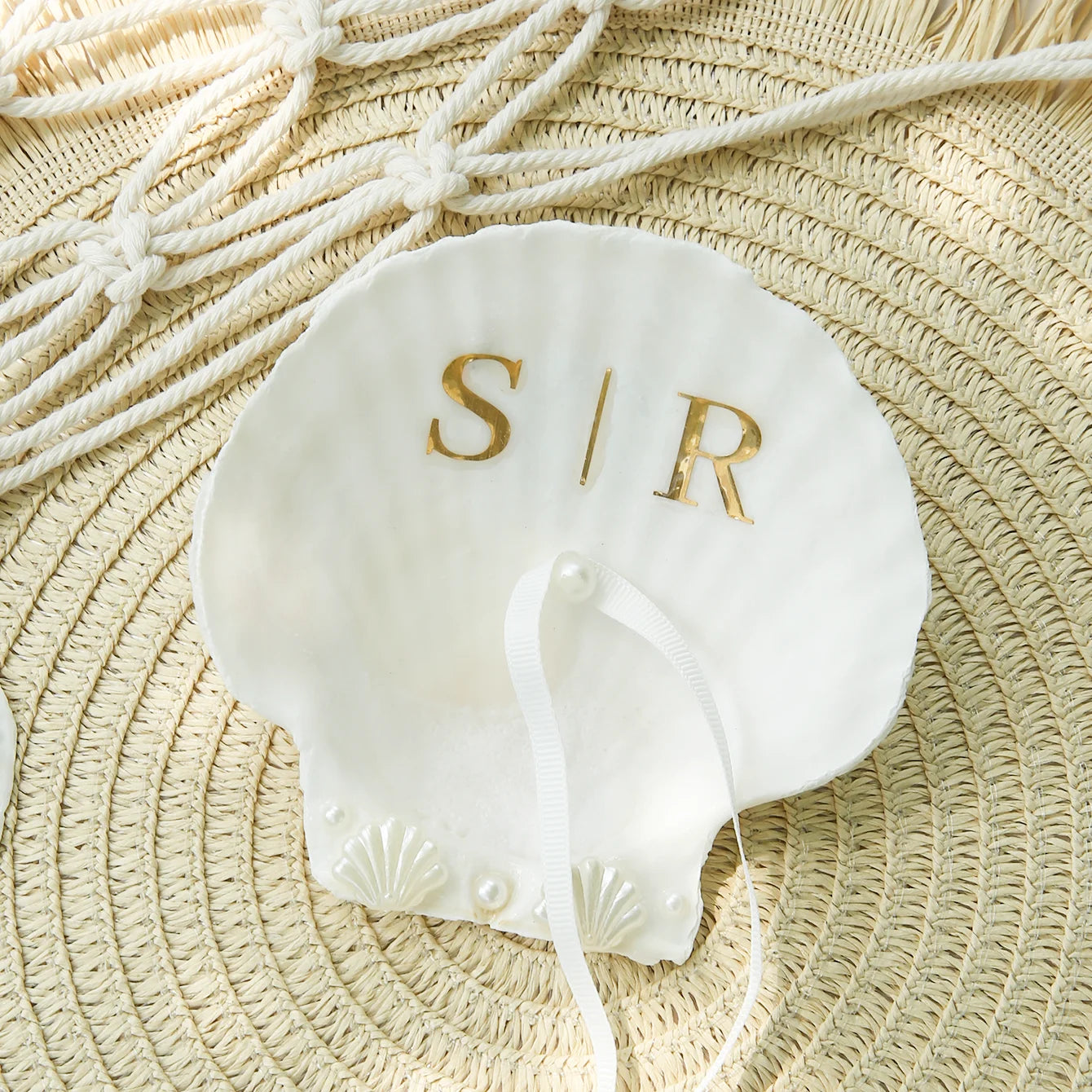 Porte alliance coquillage personnalisé mariage