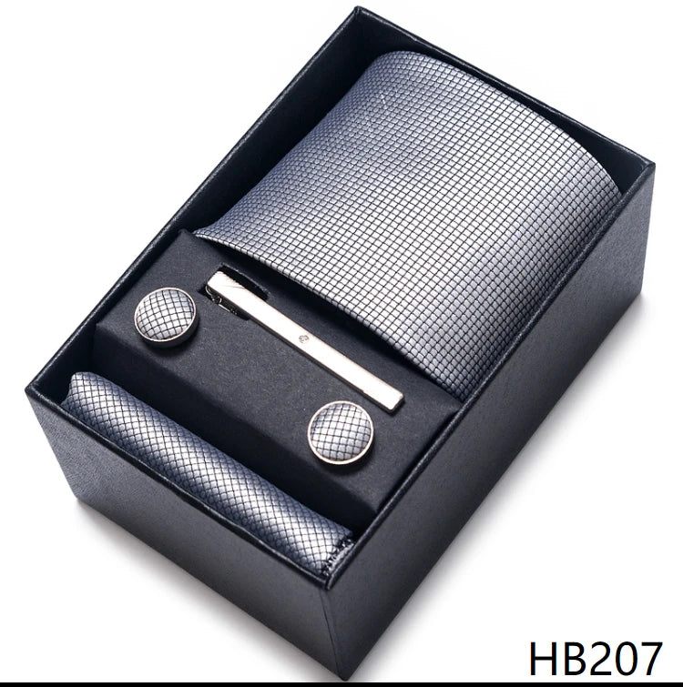 Coffret Cravate Mariage Homme Pochette et Boutons de Manchette