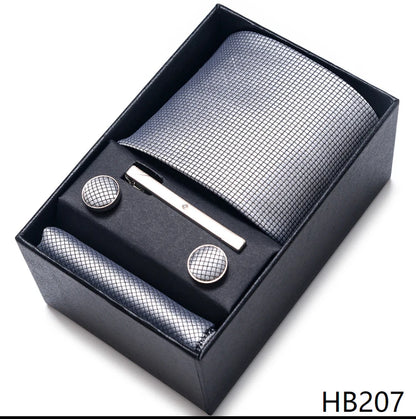 Coffret Cravate Mariage Homme Pochette et Boutons de Manchette
