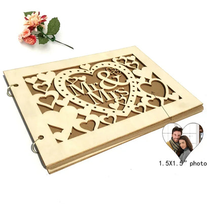 Livre d'Or Mariage Bois Champêtre Cadre Photo
