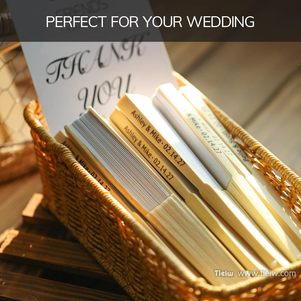 Éventail mariage personnalisé en bois