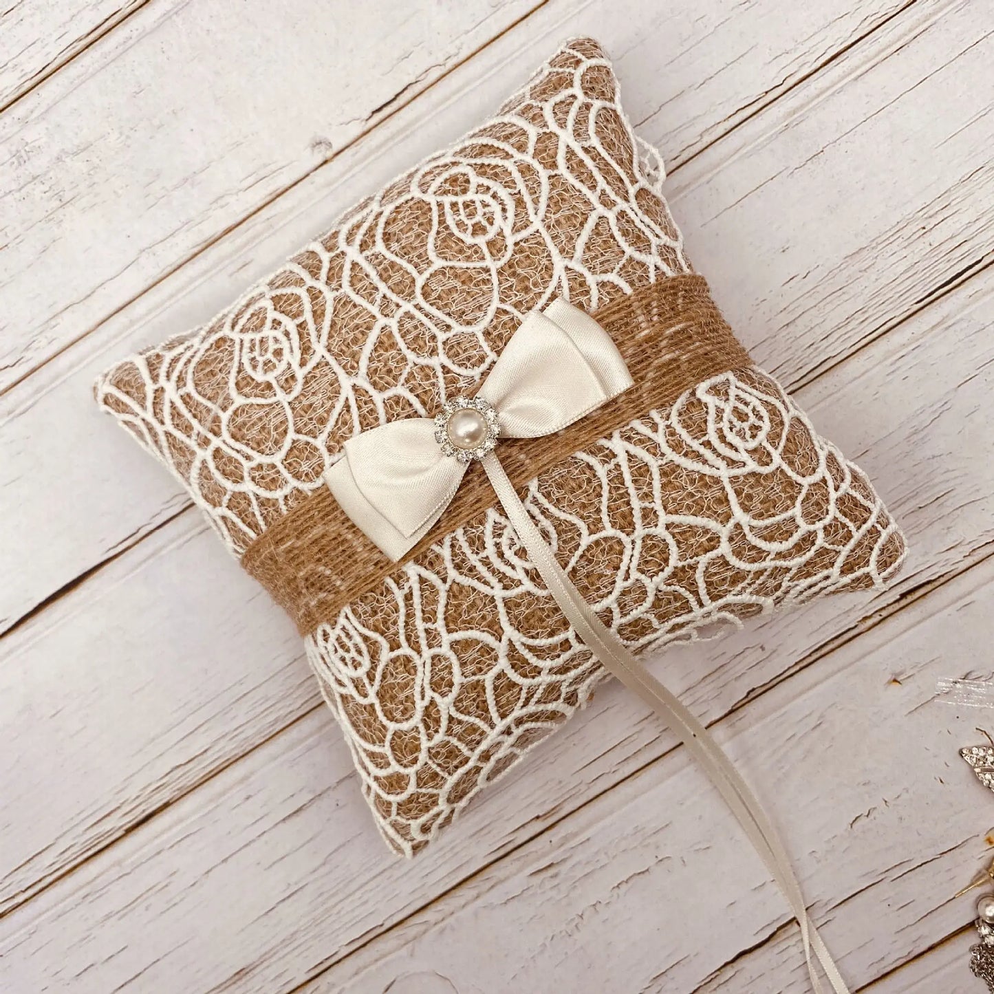 Coussin Alliance Jute Champêtre Vintage