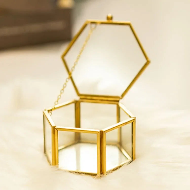 Boîte alliance verre hexagonale dorée — vue 8