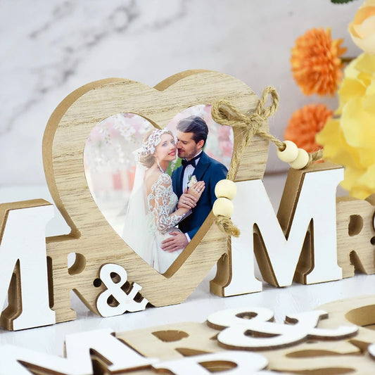 Cadre Photo Cœur Bois Mariage