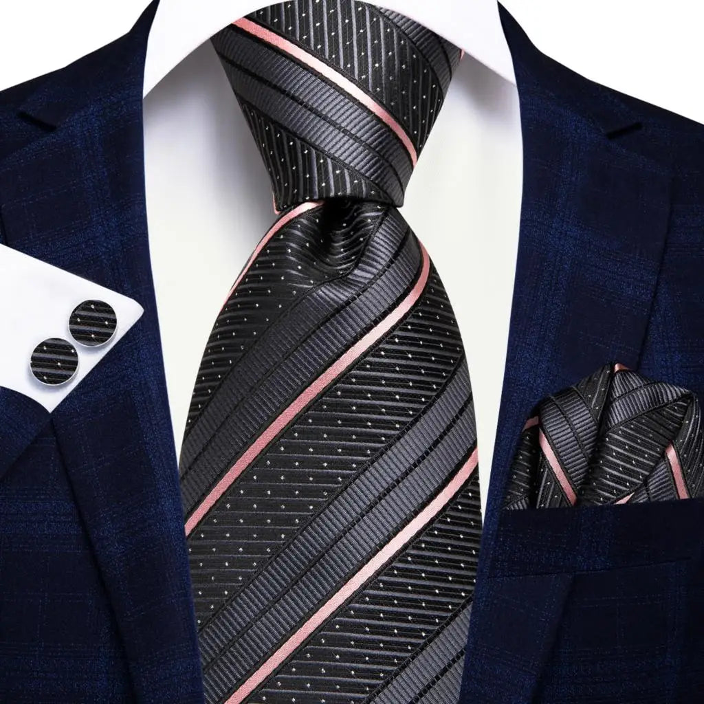 Coffret Cravate Mariage Homme avec Pochette et Manchettes