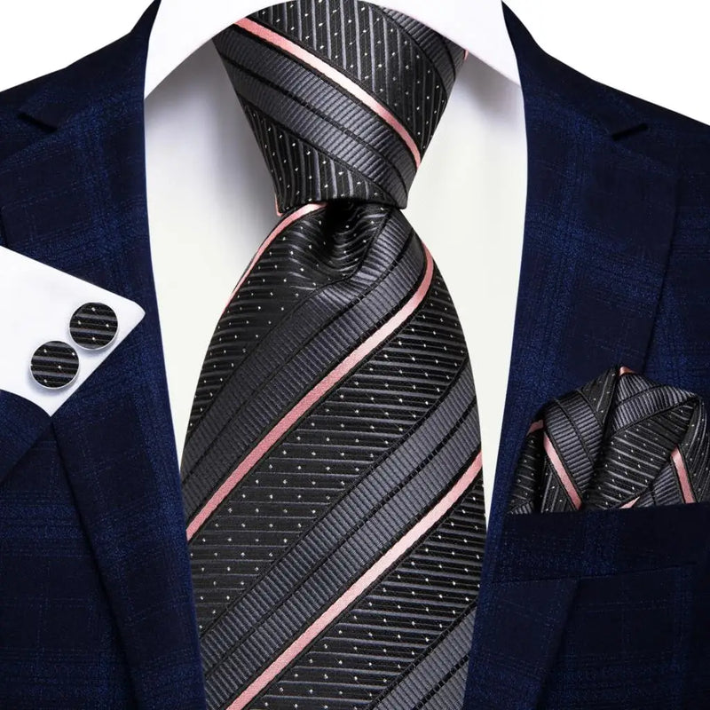 Coffret Cravate Mariage Homme avec Pochette et Manchettes — Modèle 3417