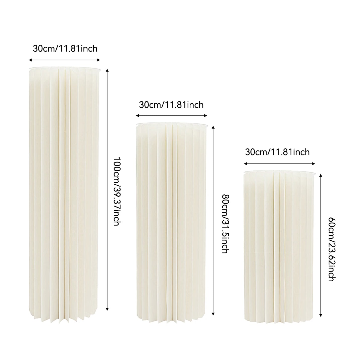 Lot de 3 Colonnes Mariage Ivoire 60 à 100 cm