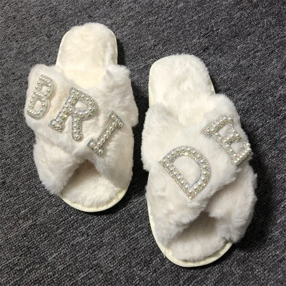 Chaussons Mariée en Fausse Fourrure