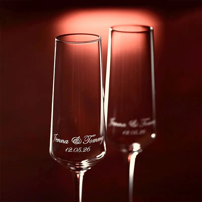 Verre champagne gravé prénoms mariage