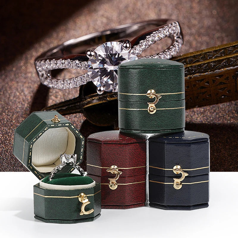 Écrin bague fiançailles vintage simili cuir — vue 3