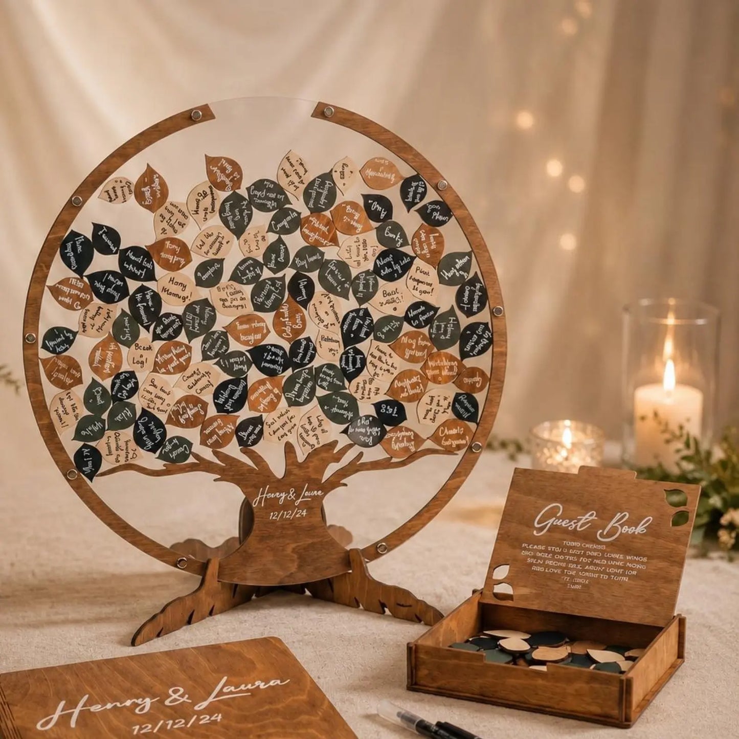 Livre d'Or Mariage Original Arbre Acrylique Bois