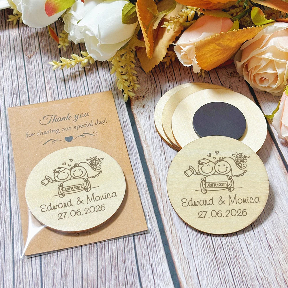Cadeau invité mariage magnet en bois — vue 4