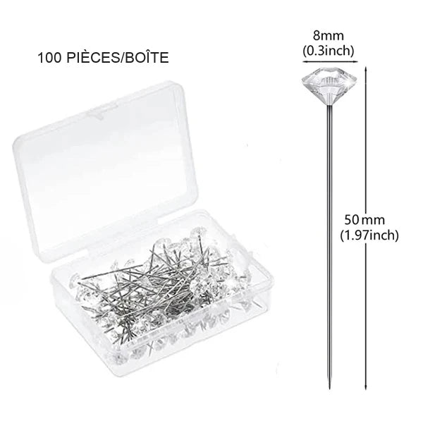 Épingles à bouquet de mariée perlées — Diamant Cristal 8 mm