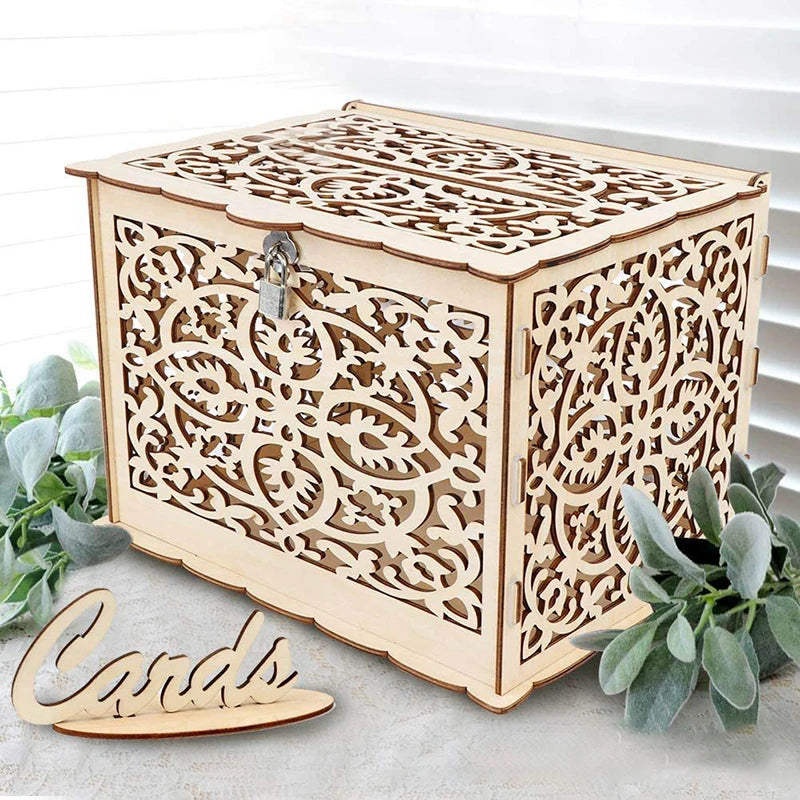 Urne Mariage Bois Ajouré Arabesques et Cadenas