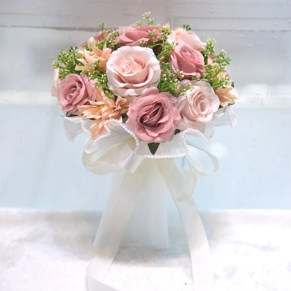 Bouquet de mariée roses en soie — vue 5